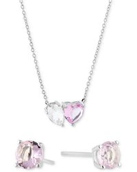 Giani Bernini - 2-pc. Set Cubic Zirconia Pear & Heart Pendant Necklace & Round Stud Earrings - Lyst