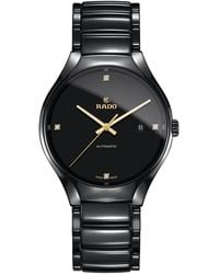 Rado - Men's Swiss Automatic True Black Diamond Accent Ceramic Bracelet Watch 40mm R27056712 - Lyst