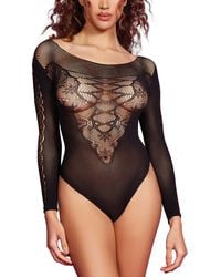 HAUTY - Sheer Fishnet Bodysuit 1 Pc Lingerie - Lyst