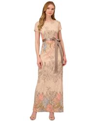 Adrianna Papell - Floral-print Column Gown - Lyst
