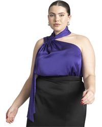Eloquii - Plus Size Draped Neckline Blouse With Ties - Lyst