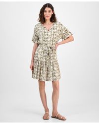 Nautica - Mila Printed Tie-waist Ruffle-cuff Dress - Lyst