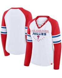 Fanatics - White/red Philadelphia Phillies Blitz Package Raglan Lace-up V-neck Long Sleeve T-shirt - Lyst