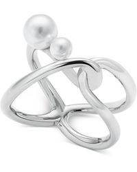 INC International Concepts - Silver-tone Imitation Pearl Openwork Statement Ring - Lyst