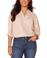 Democracy - Crochet Trim Button-front Ruffle Shirt - Lyst