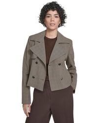 Calvin Klein - Petite Novelty Cropped Double Breasted Trench Jacket - Lyst