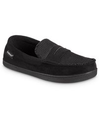 Isotoner - Advanced Memory Foam Microsuede And Houndstooth Jasper Moccasin Comfort Slippers - Lyst