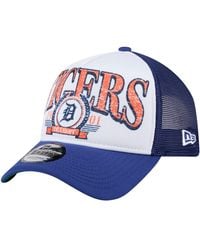 KTZ - White/navy Detroit Tigers Distressed 9forty A-frame Adjustable Trucker Hat - Lyst
