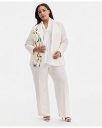 Anne Klein - Plus Size Floral Print One Button Blazer Pull On Flap Pocket Pants - Lyst