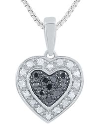 Macy's - Black & White Diamond Heart Drop 18" Pendant Necklace (1/6 Ct. T.w. - Lyst