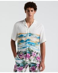 Original Penguin - Slim-fit Hibiscus Scene Print Short-sleeve Button-down Shirt - Lyst