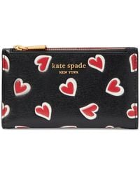 Kate Spade - Morgan Stencil Hearts Printed Saffiano Leather Slim Bifold Wallet - Lyst