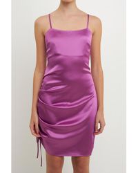 Endless Rose - Side Ruched Satin Dress - Lyst