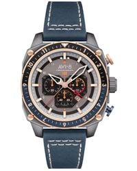 AVI-8 - Hawker Hunter Atlas Dual-time Chronograph Blue Leather Strap Watch - Lyst