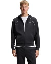 BOSS - Boss By Cotton-blend Zip-up Piping Detail Hoodie - Lyst