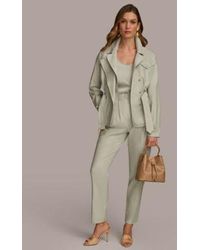 Donna Karan - Belted Cotton Jacket Pleat Front Pants - Lyst