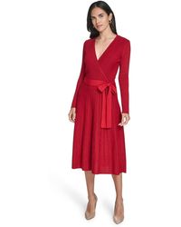 Jessica Howard Mixed-media Fit & Flare Midi Dress in Blue | Lyst