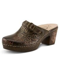 L'ARTISTE - Calliroe Open-back Clogs | Hand-painted Leather Slip-on With Floral Details - Lyst