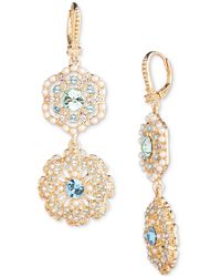 Marchesa - Gold-tone Crystal & Imitation Pearl Flower Double Drop Earrings - Lyst