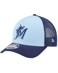 KTZ - Light Blue/navy Miami Marlins 2-tone Color Pack 9forty M-crown A-frame Adjustable Hat - Lyst