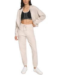 Calvin Klein - Fleece Crop Zip-front Long-sleeve Hoodie - Lyst