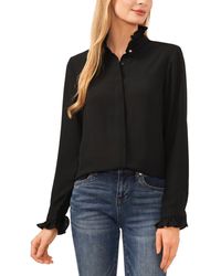 Cece - Ruffled-collar Button-front Long-sleeve Blouse - Lyst