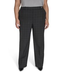 Calvin Klein - Plus Size Windowpane Print Wide Leg Pants - Lyst