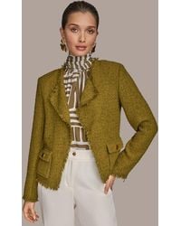 Donna Karan - Tweed Open-front Jacket - Lyst