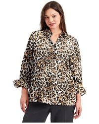 Avenue - Plus Size Button Front Blouse - Lyst