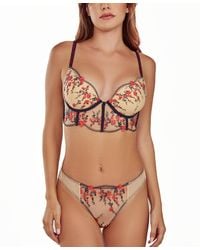 iCollection - 2-piece Embroidered Underwire Padded Push Up Bra And Panty Lingerie Set - Lyst