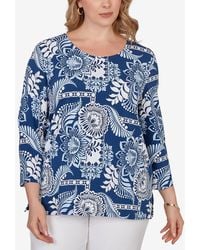 Ruby Rd. - Plus Size Tropical Patchwork Scoop Neck Knit Top - Lyst