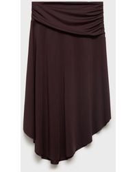 Mango - Draped Midi Skirt - Lyst