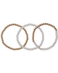 Laundry by Shelli Segal - 3 Piece Gold Tone Beaded And Pearl Stretch Bracelet - Lyst