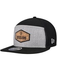 KTZ - Gray/black Pittsburgh Steelers Cork Split Panel 9fifty Trucker Snapback Hat - Lyst