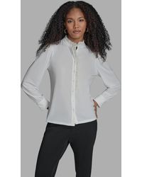 BCBGMAXAZRIA - Long Sleeve Ruffle Blouse - Lyst