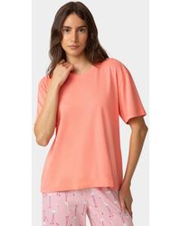 Hue - Short-sleeve Cotton Candied Boxy Pajamas Top - Lyst