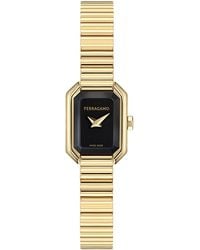 Ferragamo - Swiss Crystal Petite Gold Ion Plated Bracelet Watch 15x20mm - Lyst