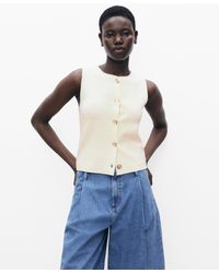 Mango - Buttons Detail Fine-knit Sweater Vest - Lyst