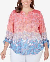 Ruby Rd. - Plus Size Ombre Guava Paisley Printed Knit Top - Lyst