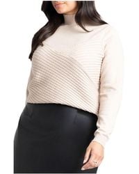 Eloquii - Plus Size Diagonal Cable Knit Mock Neck Sweater - Lyst