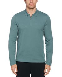 Perry Ellis - Long Sleeve Jacquard Quarter-zip Polo Shirt - Lyst