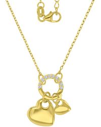 Macy's - Cubic Zirconia Double Heart Charm & Holder Pendant Necklace - Lyst