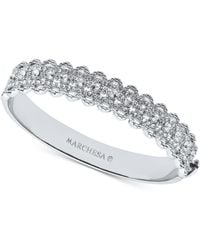 Marchesa - Silver-tone Crystal Filigree Bangle Bracelet - Lyst