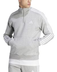adidas - Essentials Fleece 3-stripes Quarter-zip Sweatshirt - Lyst