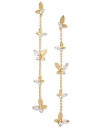 Kate Spade - Gold-tone Crystal Social Butterfly Linear Earrings - Lyst
