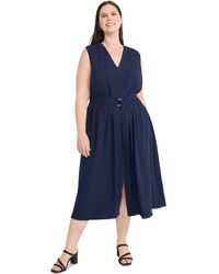 Maggy London - Plus Size Belted Sleeveless Fit & Flare Dress - Lyst