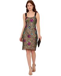 Adrianna Papell - Sequined Mesh Bow-strap Dress - Lyst