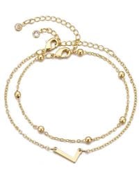 Adornia - Gold Initial Bracelet Set - Lyst