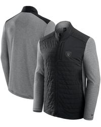 Fanatics - And Black/heather Gray Las Vegas Raiders Front Office Tonal Full-zip Jacket - Lyst