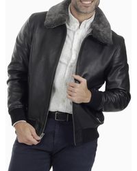 Frye - Removable-collar Leather Bomber Jacket - Lyst